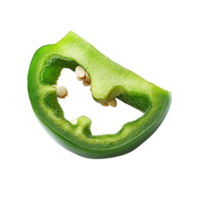 Freshly sliced green pepper isolated on a bright Transparent background showcasing its vibrant color and texture, Slice green pepper isolated on background png