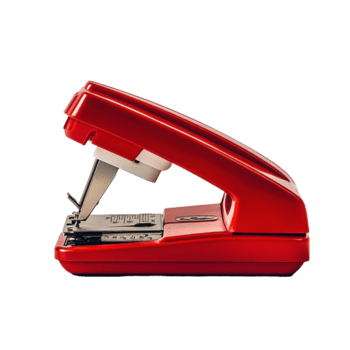 luminosa rosso cucitrice con allegato cucitrice nel un' semplice trasparente sfondo, rosso cucitrice con un' cucitrice allegato per esso, sfondo png