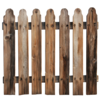 Wooden fence with rustic charm isolated on a bright Transparent background showcasing craftsmanship and texture, Wooden fence isolated on background png
