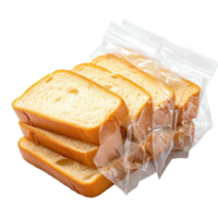 Sliced bread in a plastic bag on a clean Transparent background for storage and freshness, Sliced bread in plastic bag isolated on background png