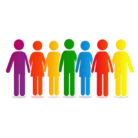 Colorful line of diverse people on Transparent background representing unity and inclusivity, Colorful Diversity Line People on background png