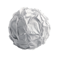 Crumpled white paper ball on a smooth gray surface creating a dynamic composition, White crumpled crushed paper ball png