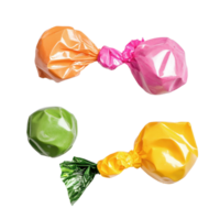 Multicolored candies wrapped in bright foil on a white background, candies in colorful wrappers isolated on white background png