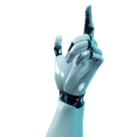 Futuristic android hand pointing upwards, showcasing advanced robotic design and technology, Futuristic Android Hand Pointing on white background png