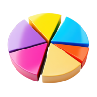 Colorful pie chart representing data distribution on a clean Transparent background in a minimalistic style, Colorful pie chart on background png