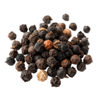 Collection of various peppercorns with distinct colors on a white surface showcasing their unique textures, of pepper full depth of field on Transparent background png