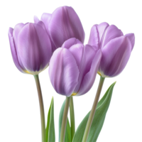 Closeup of vibrant purple tulips showcasing delicate petals against a Transparent background, Closeup several purple tulips isolated on background png