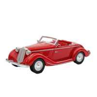 Retro red convertible car model displayed on a clean Transparent background highlighting its design and craftsmanship, Red retro car model isolated on background png