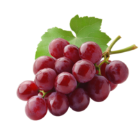 Fresh red grapes with green leaves isolated against a Transparent background perfect for culinary or dietary use, red grape isolated on background png