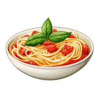 Delicious bowl of pasta with rich tomato sauce and fresh basil for a delightful meal experience, Pasta with tomato sauce in a bowl isolated transparent or isolated on Transparent background png