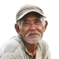 Elderly man with a warm smile on a Transparent background reflecting wisdom and experience, Old man on background png