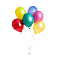 Colorful toy balloons float together against a bright Transparent background creating a festive atmosphere, Toy balloons isolated on background png