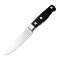 Sharp kitchen knife with a black handle isolated on a clean Transparent background for culinary use, Kitchen knife isoalted on background png