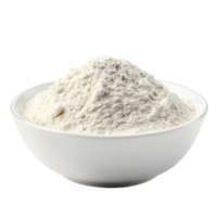 Flour heap in a white bowl isolated on alpha layer for culinary and baking purposes, Pile of flour in white bowl isolated on alpha layer png