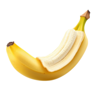 Slice of banana with peel removed on a plain Transparent background showcasing its vibrant color and texture, slice banana on background png
