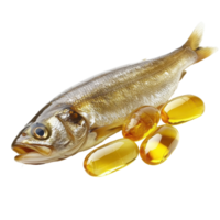 Fish oil capsules and fresh fish isolated on white background highlight their health benefits and nutritional value, fish oilisolated on white background png