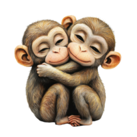 Monkeys demonstrate affection and companionship against a serene Transparent background, Monkeys Embrace The Art Balance, background png