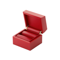 Red ring box open on white background perfect for proposal or gift presentation, Empty red ring box isolated on white background png