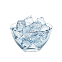 Ice cubes in a clear glass bowl isolated against a white background enhancing their refreshing appearance, ice cubes in the bowl isolated on white background png