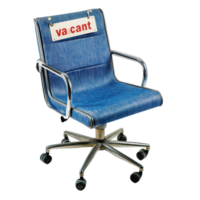 Office chair with a vacant sign indicating availability for use in a workplace setting, Office chair with a vacant sign attached to it, isolated on Transparent background png
