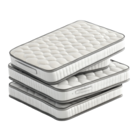 Comfortable mattresses stacked on a Transparent background ideal for rest and relaxation, mattresses isolated on background png