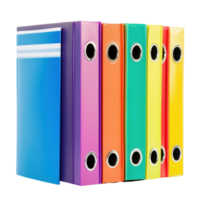 Colorful office binders arranged neatly on a Transparent background for organizational simplicity, Office binders, folders isolated on background png
