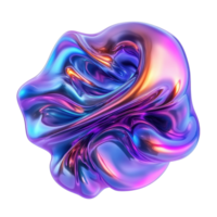 Metallic neon fluid shapes create a vibrant display on Transparent background, Metallic neon fluid shapes isolated on background png