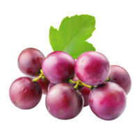 Burmese grapes clustered with green leaf isolated on a white background, showcasing freshness and vibrant color, Burmese grapeisolated on white background png