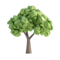 Geometric green tree with textured leaves standing isolated on a white background, Geometric green tree flat 3d isolated on white background png