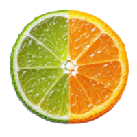 Freshly sliced lime, lemon, and orange halves isolated on a Transparent background for vibrant fruit display, Lime Lemon Orangeisolated on background png