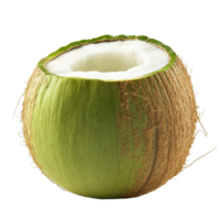 Fresh green coconuts on white background showcasing their natural textures and color variations, Green coconutsisolated on white background png