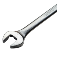 Closeup of a long box end wrench designed for precision repair tasks and mechanical applications, Closeup a long box end wrench for various repair jobs, isolated on a Transparent background png