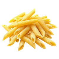 Penne pasta arranged on a Transparent background showcasing its smooth texture and shape, Penne pasta isolated non isolated on background png