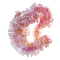 Intricately designed intestinal tract structure on a clear background showcasing digital artistry, Intestinal tract with digital structure white background png