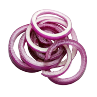 Sliced red onion rings arranged on a clean Transparent background for culinary presentation, Sliced red onion rings on background png