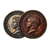 Detailed view of two vintage two penny currency coins showcasing unique designs and historical significance, Two penny currency money coin png