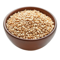 Fresh sesame seeds in a brown bowl on a Transparent background, perfect for cooking and baking, sesame in a bowl isolated on background png