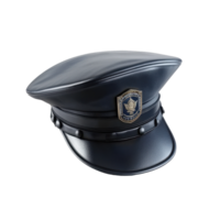Police uniform hat with badge resting on a clean Transparent background, police uniform hat with badge isolated on background png