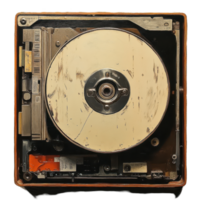 Hard disk drive featuring internal components and exposed disk in a closeup view, Hard Disk Drive png