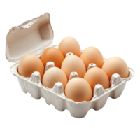 Fresh eggs stored in a carton isolated against a clean Transparent background for culinary purposes, Eggs in carton isolated on background png