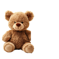 Brown teddy mouse sits beside blank paper against a white background for creative projects and presentations, Brown Teddy Mouse with Blank Paper white background png