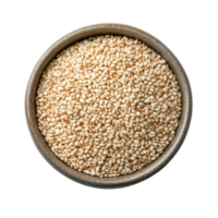 White sesame seeds in a rustic bowl on a clean Transparent background showcasing natural texture and color, white sesame in a bowl isolated on background png