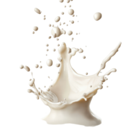 White chocolate splash creates dynamic effect in milk on a clean Transparent background, White chocolate falling milk splash isolated on background png