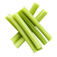 Fresh green celery sticks arranged against a clean white background for culinary presentation, Celery sticks. on white background png