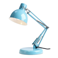 Bright blue desk lamp standing elegantly on a white background showcasing its modern design and functionality, Blue desk lamp isolated on white background png