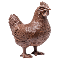 Chocolate hen sculpture isolated on white background showcasing intricate details and craftsmanship, Chocolate Hen Isolated on white background png