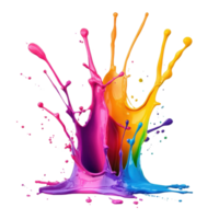 Vibrant paint splash creates a colorful display on a clean Transparent background, colorful paint splash isolated on background png