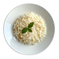 Simple jasmine rice served in a white plate on a clean Transparent background for a minimalist presentation, Jasmine rice in white plate on background png
