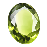 Isolated oval peridot gemstone showcasing vibrant green hues on Transparent background, isolated peridot gemstone in an oval shape on a background png