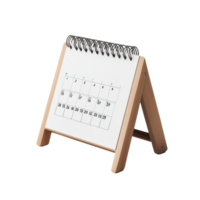 Calendar for August displayed on a Transparent background with a simple wooden stand, table calendar 2025 august isolated on White background png